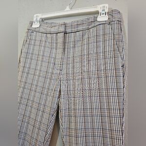 Zara Plaid Dress Pants, Tan, Navy, and White - Womens M/28
